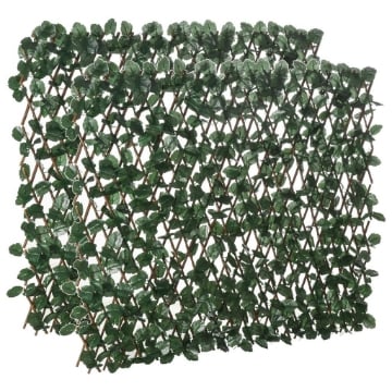 SIEPE ARTIFICIALE A 2 SEZIONI DA 356 FOGLIE DI EDERA IN POLIESTERE E RATTAN 200X100 CM VERDE E MARRONE