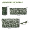 SIEPE ARTIFICIALE A 2 SEZIONI DA 356 FOGLIE DI EDERA IN POLIESTERE E RATTAN 200X100 CM VERDE E MARRONE