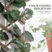 SIEPE ARTIFICIALE A 2 SEZIONI DA 356 FOGLIE DI EDERA IN POLIESTERE E RATTAN 200X100 CM VERDE E MARRONE