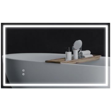 SPECCHIO PER BAGNO CON LUCI LED REGOLABILI A 3 COLORI E STRATO ANTIURTO IN VETRO E METALLO 100X3X60 CM