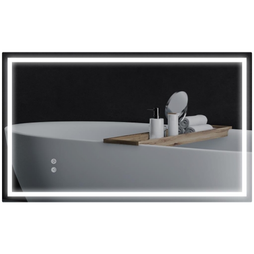 SPECCHIO PER BAGNO CON LUCI LED REGOLABILI A 3 COLORI E STRATO ANTIURTO IN VETRO E METALLO 100X3X60 CM