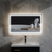 SPECCHIO PER BAGNO CON LUCI LED REGOLABILI A 3 COLORI E STRATO ANTIURTO IN VETRO E METALLO 100X3X60 CM