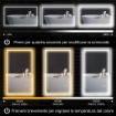 SPECCHIO PER BAGNO CON LUCI LED REGOLABILI A 3 COLORI E STRATO ANTIURTO IN VETRO E METALLO 100X3X60 CM