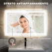 SPECCHIO PER BAGNO CON LUCI LED REGOLABILI A 3 COLORI E STRATO ANTIURTO IN VETRO E METALLO 100X3X60 CM