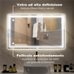 SPECCHIO PER BAGNO CON LUCI LED REGOLABILI A 3 COLORI E STRATO ANTIURTO IN VETRO E METALLO 100X3X60 CM
