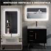 SPECCHIO PER BAGNO CON LUCI LED REGOLABILI A 3 COLORI E STRATO ANTIURTO IN VETRO E METALLO 100X3X60 CM