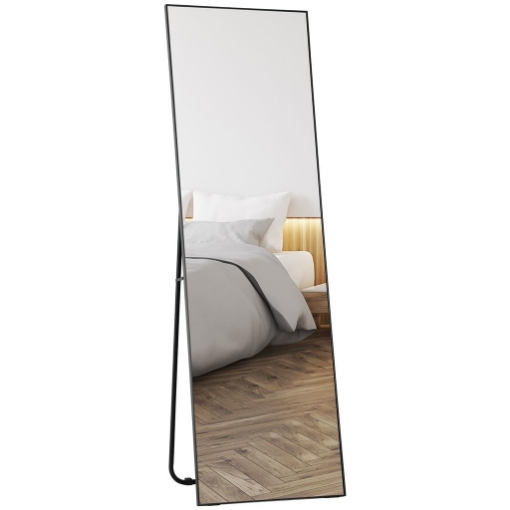SPECCHIO DA TERRA MODERNO A FIGURA INTERA DESIGN AUTOPORTANTE O DA PARETE 40X150 CM NERO