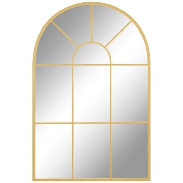 SPECCHIO DA PARETE AD ARCO IN VETRO E METALLO ORO DALLO STILE MODERNO 91X2X60 CM