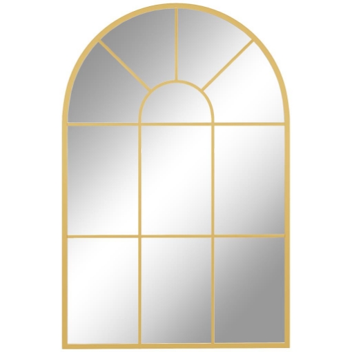 SPECCHIO DA PARETE AD ARCO IN VETRO E METALLO ORO DALLO STILE MODERNO 91X2X60 CM