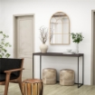 SPECCHIO DA PARETE AD ARCO IN VETRO E METALLO ORO DALLO STILE MODERNO 91X2X60 CM