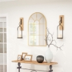 SPECCHIO DA PARETE AD ARCO IN VETRO E METALLO ORO DALLO STILE MODERNO 91X2X60 CM