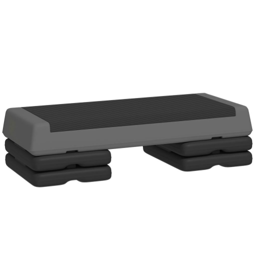 STEPPER FITNESS REGOLABILE A 10.5/15.5/20.5 CM CON SUPERFICIE ANTISCIVOLO E CAPACITÀ 250 KG GRIGIO