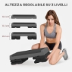 STEPPER FITNESS REGOLABILE A 10.5/15.5/20.5 CM CON SUPERFICIE ANTISCIVOLO E CAPACITÀ 250 KG GRIGIO