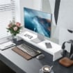 SUPPORTO PER MONITOR CON 2 VANI CONTENITORE IN LEGNO 100X27X15 CM BIANCO