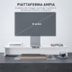 SUPPORTO PER MONITOR CON 2 VANI CONTENITORE IN LEGNO 100X27X15 CM BIANCO