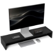 SUPPORTO PER MONITOR CON 2 VANI CONTENITORE IN LEGNO 100X27X15 CM NERO