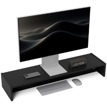 SUPPORTO PER MONITOR CON 2 VANI CONTENITORE IN LEGNO 100X27X15 CM NERO