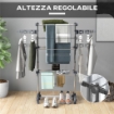 STENDINO VERTICALE CON 3 RIPIANI REGOLABILI IN ACCIAIO E PLASTICA 142X55X152 CM GRIGIO E ARGENTO