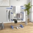 STENDINO VERTICALE CON 3 RIPIANI REGOLABILI IN ACCIAIO E PLASTICA 142X55X152 CM BLU E ARGENTO