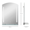 SPECCHIO PER BAGNO CON LUCE LED REGOLABILE A 3 COLORI E MENSOLA IN VETRO 50X12X70 CM ARGENTO
