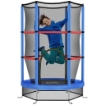 TAPPETO ELASTICO PER BAMBINI 3-6 ANNI CON RETE DI PROTEZIONE 6 COLONNE E 3 INGRESSI Ø 140X190 CM BLU E NERO