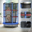 TAPPETO ELASTICO PER BAMBINI 3-6 ANNI CON RETE DI PROTEZIONE 6 COLONNE E 3 INGRESSI Ø 140X190 CM BLU E NERO