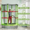 TAPPETO ELASTICO PER BAMBINI 3-6 ANNI CON RETE DI PROTEZIONE 6 COLONNE E 3 INGRESSI Ø 140X190 CM VERDE E NERO