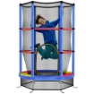 TAPPETO ELASTICO PER BAMBINI 3-6 ANNI CON RETE DI PROTEZIONE 6 COLONNE E 3 INGRESSI Ø 140X190 CM MULTICOLORE