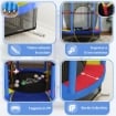 TAPPETO ELASTICO PER BAMBINI 3-6 ANNI CON RETE DI PROTEZIONE 6 COLONNE E 3 INGRESSI Ø 140X190 CM MULTICOLORE