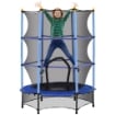 TAPPETO ELASTICO PER BAMBINI CON RETE DI SICUREZZA E PALI IMBOTTITI ETÀ 3-10 ANNI Ø 140 X 190 CM BLU