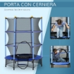 TAPPETO ELASTICO PER BAMBINI CON RETE DI SICUREZZA E PALI IMBOTTITI ETÀ 3-10 ANNI Ø 140 X 190 CM BLU