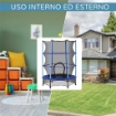 TAPPETO ELASTICO PER BAMBINI CON RETE DI SICUREZZA E PALI IMBOTTITI ETÀ 3-10 ANNI Ø 140 X 190 CM BLU