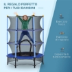 TAPPETO ELASTICO PER BAMBINI CON RETE DI SICUREZZA E PALI IMBOTTITI ETÀ 3-10 ANNI Ø 140 X 190 CM BLU