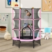 TAPPETO ELASTICO PER BAMBINI CON RETE DI SICUREZZA E PALI IMBOTTITI ETÀ 3-10 ANNI Ø 140 X 190 CM ROSA