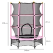 TAPPETO ELASTICO PER BAMBINI CON RETE DI SICUREZZA E PALI IMBOTTITI ETÀ 3-10 ANNI Ø 140 X 190 CM ROSA