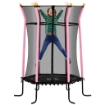 TAPPETO ELASTICO PER BAMBINI CON INGRESSO A CERNIERA E PALI IMBOTTITI IN ACCIAIO PP E EPE Ø 163.5X190 CM ROSA