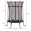 TAPPETO ELASTICO PER BAMBINI CON INGRESSO A CERNIERA E PALI IMBOTTITI IN ACCIAIO PP E EPE Ø 163.5X190 CM ROSA