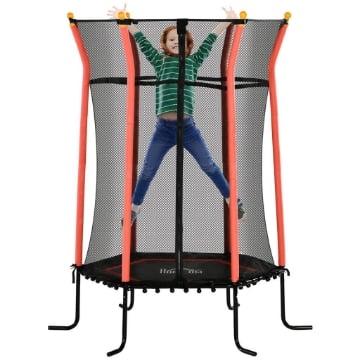 TAPPETO ELASTICO PER BAMBINI CON INGRESSO A CERNIERA E PALI IMBOTTITI Ø 163.5X190 CM ROSSO