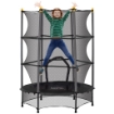 TAPPETO ELASTICO PER BAMBINI CON RETE DI SICUREZZA E PALI IMBOTTITI ETÀ 3-10 ANNI 140 X 190 CM NERO