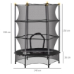 TAPPETO ELASTICO PER BAMBINI CON RETE DI SICUREZZA E PALI IMBOTTITI ETÀ 3-10 ANNI 140 X 190 CM NERO