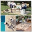 TAPPETO ESTERNO PER BALCONE E TERRAZZA REVERSIBILE CON FANTASIA GEOMETRICA 182X274 CM MARRONE E BIANCO