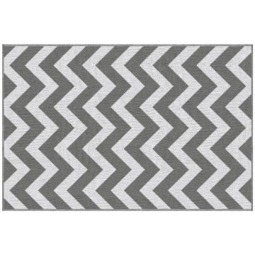 TAPPETO DA ESTERNO REVERSIBILE CON FANTASIA GEOMETRICA 121X182 CM GRIGIO E BIANCO