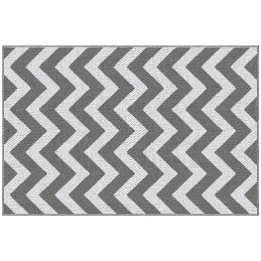 TAPPETO DA ESTERNO REVERSIBILE CON FANTASIA GEOMETRICA 121X182 CM GRIGIO E BIANCO