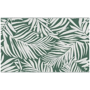 TAPPETO ESTERNO PER BALCONE E TERRAZZA REVERSIBILE CON FANTASIA A FOGLIE 152X243 CM VERDE E BIANCO