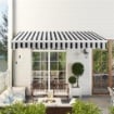 TENDA PARASOLE PER ESTERNO ESTENSIBILE IN ALLUMINIO E POLIESTERE CON MANOVELLA 395X245 CM BLU E BIANCA