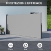 TENDA LATERALE RETRATTILE 400X160 CM CON MANIGLIA IN METALLO ALLUMINIO E POLIESTERE GRIGIO CHIARO