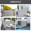 TENDA LATERALE RETRATTILE 400X180 CM CON MANIGLIA IN METALLO ALLUMINIO E POLIESTERE GRIGIO CHIARO