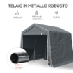 TENDA GARAGE 2.4X2M PER VEICOLI E BICICLETTE IN METALLO E TESSUTO PE GRIGIO SCURO