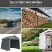 TENDA GARAGE 2.4X2M PER VEICOLI E BICICLETTE IN METALLO E TESSUTO PE GRIGIO SCURO