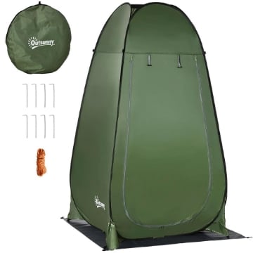 TENDA DOCCIA DA CAMPEGGIO E SPIAGGIA CON PORTA A CERNIERA E BORSA DI TRASPORTO 126X124X189 CM VERDE SCURO